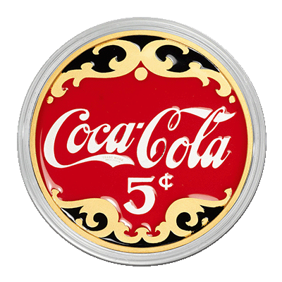 A picture of a 2 oz Coca-Cola Enamelled Silver Round (2024)